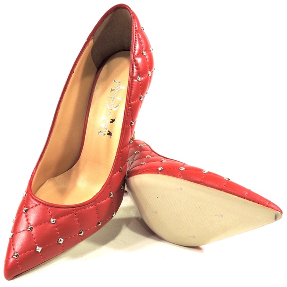 RED LEATHER FASHION PAMPS - Picture 7 of 8